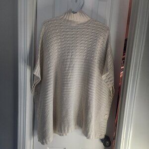 H&M DIVIDED Cream Turtle-necked Cape Sweater